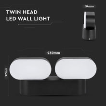 Carica l&#39;immagine nel visualizzatore di Gallery, V-TAC LAMPADA DA MURO WALL LIGHT LED 12W 2 TESTE RUOTABILI  IP65
