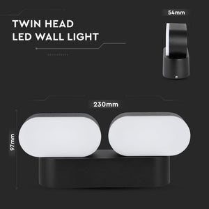 V-TAC LAMPADA DA MURO WALL LIGHT LED 12W 2 TESTE RUOTABILI  IP65