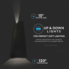 Carica l&#39;immagine nel visualizzatore di Gallery, V-TAC LAMPADA DA MURO WALL LIGHT LED 6W COLORE NERO IP65
