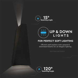 V-TAC LAMPADA DA MURO WALL LIGHT LED 6W COLORE NERO IP65