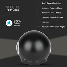 Carica l&#39;immagine nel visualizzatore di Gallery, V-TAC LAMPADA DA MURO WALL LIGHT LED 6W FORMA SFERICA COLORE NERO IP65
