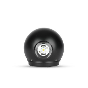 V-TAC LAMPADA DA MURO WALL LIGHT LED 6W FORMA SFERICA COLORE NERO IP65