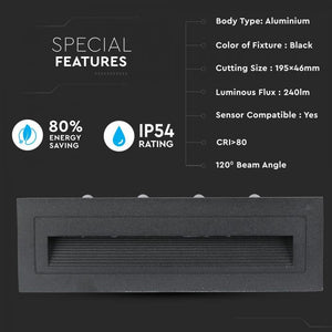 V-TAC FARETTO SEGNAPASSO LED DA INCASSO RETTANGOLARE 6W