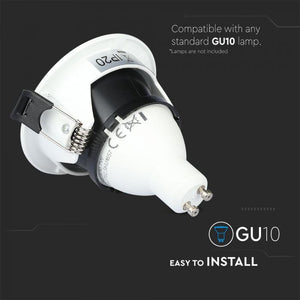 V-TAC PORTAFARETTO ORIENTABILE ROTONDO DA INCASSO PER LAMPADINE GU10 E GU5.3 COLORE BIANCO