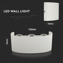 Cargar imagen en el visor de la galería, V-TAC APPLIQUE LAMPADA DA MURO WALL LIGHT BIANCA CON 6 LED COB
