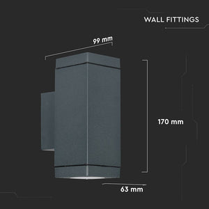 V-TAC PORTALAMPADA DOPPIO APPLIQUE WALL LAMP DA MURO IP44 PER 2 LAMPADINE GU10