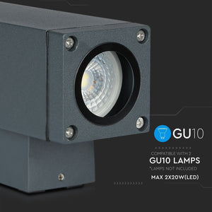 V-TAC PORTALAMPADA DOPPIO APPLIQUE WALL LAMP DA MURO IP44 PER 2 LAMPADINE GU10