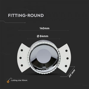 V-TAC PORTAFARETTO ROTONDO DA INCASSO CON INTERNO CROMATO PER LAMPADINE FARETTI LED GU10 E GU5.3