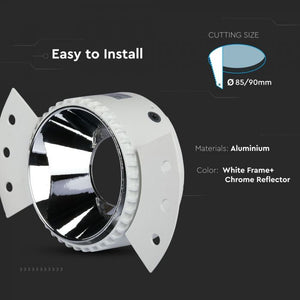 V-TAC PORTAFARETTO ROTONDO DA INCASSO CON INTERNO CROMATO PER LAMPADINE FARETTI LED GU10 E GU5.3