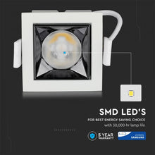Carica l&#39;immagine nel visualizzatore di Gallery, V-TAC FARETTO LED SMD 4W DA INCASSO QUADRATO 12° CRI≥90 CHIP SAMSUNG
