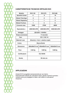 ORTOLED SERIE EVOLUTION LAMPADA LED 480W PER COLTIVAZIONE INDOOR