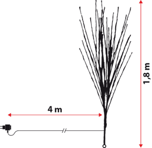 Ramo decorativo marrone h 180 cm, microled bianco caldo