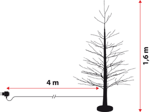 Pino bianco h 160 cm, 750 microled bianco caldo, cavo argento