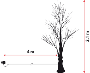 Albero bianco con tronco e base rotonda, microled bianco