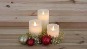 SET 3 CANDELE AVORIO LED BIANCO CALDO