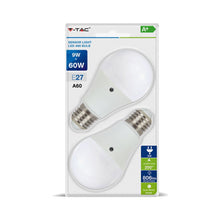 Carica l&#39;immagine nel visualizzatore di Gallery, V-TAC DUO PACK CONFEZIONE 2 LAMPADINE LED E27 9W BULB A60 CON SENSORE CREPUSCOLARE
