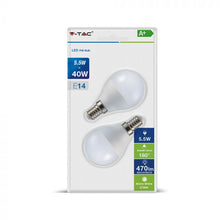 Carica l&#39;immagine nel visualizzatore di Gallery, V-TAC CONFEZIONE 2 LAMPADINE LED E14 5,5W MINIGLOBO P45
