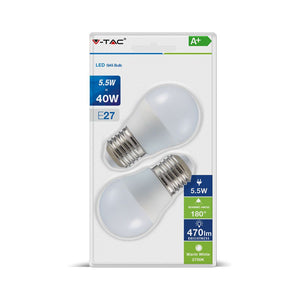 V-TAC LAMPADINA LED E27 5,5W MINIGLOBO G45 CRI ≥95